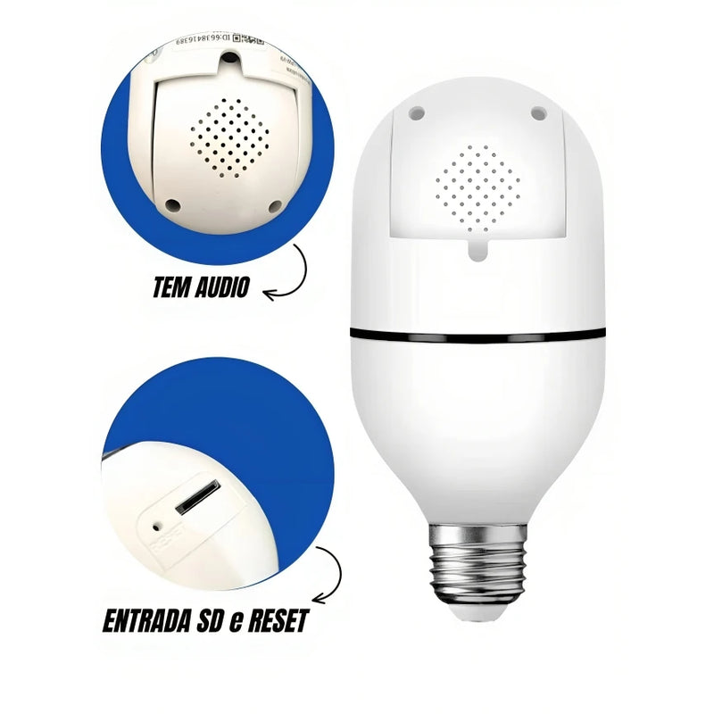 Câmera Smart Wi-Fi Full Hd Visão Noturna Interna - Para bocal de lâmpada E27